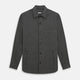The Charcoal Melange Hampstead overshirt by Turnbull & Asser is a dark gray long-sleeve button-up with a collar, left chest pocket, and two zippered side pockets, shown laid flat on a white background.