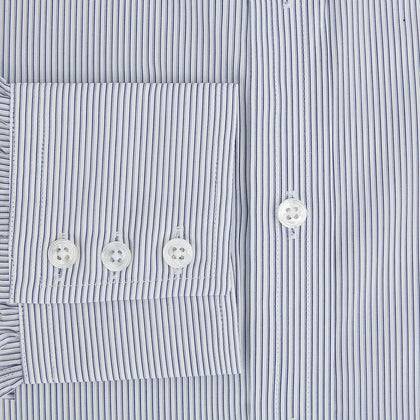 Navy and White Ticking Stripe Mayfair Shirt Image 3