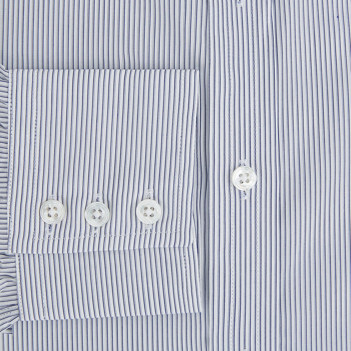 Navy and White Ticking Stripe Mayfair Shirt Image 3