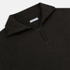 View 2 of product The Turnbull & Asser Brown Half-Zip Cashmere Jumper features a plain, long-sleeve design with a high collar and quarter-zip neckline, showcased against a white background.