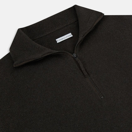 Brown Half-Zip Cashmere Jumper Image 1