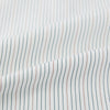 View 6 of product The Petrol Hairline Stripe Mayfair Shirt by Turnbull & Asser is a long-sleeved, button-up Italian cotton shirt with a subtle blue pinstripe, classic T&A collar, and buttoned cuffs, shown flat on a white background.