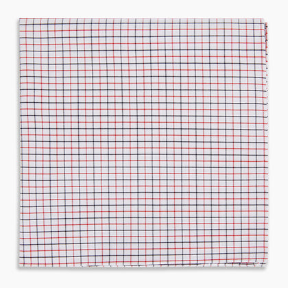 Hand Rolled Red and Navy Graph Check Handkerchief Image 4