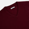 View 9 of product The Turnbull & Asser Burgundy Cashmere V-neck Jumper is shown on a white background.