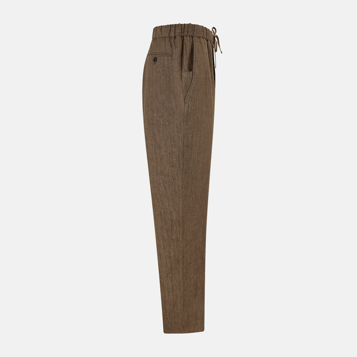 Pine Cone Linen Herringbone Miles Trousers Image 3