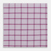 View 1 of product The Turnbull & Asser Hand Rolled Purple Graph Overlay Check Handkerchief is a white cotton accessory featuring intersecting purple and pink lines that create evenly spaced squares across the fabric.