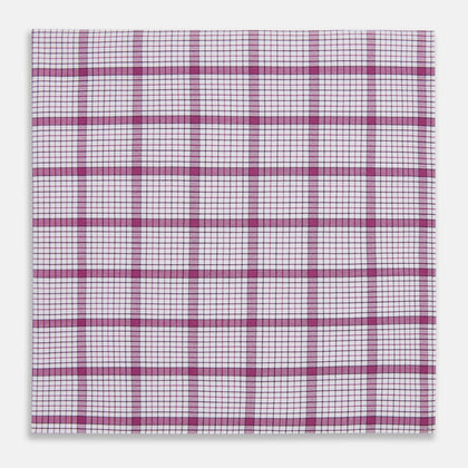Hand Rolled Purple Graph Overlay Check Handkerchief