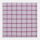 The Turnbull & Asser Hand Rolled Purple Graph Overlay Check Handkerchief is a white cotton accessory featuring intersecting purple and pink lines that create evenly spaced squares across the fabric.