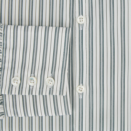 OLIVE & SAGE GREEN MULTI TRACK STRIPE WESTMINSTER SHIRT Image 4