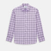 View 1 of product A long-sleeve, button-up Lilac Grid Check Windsor Shirt by Turnbull & Asser, featuring a black windowpane pattern and a refined Windsor collar, displayed on a plain white background.