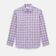 A long-sleeve, button-up Lilac Grid Check Windsor Shirt by Turnbull & Asser, featuring a black windowpane pattern and a refined Windsor collar, displayed on a plain white background.