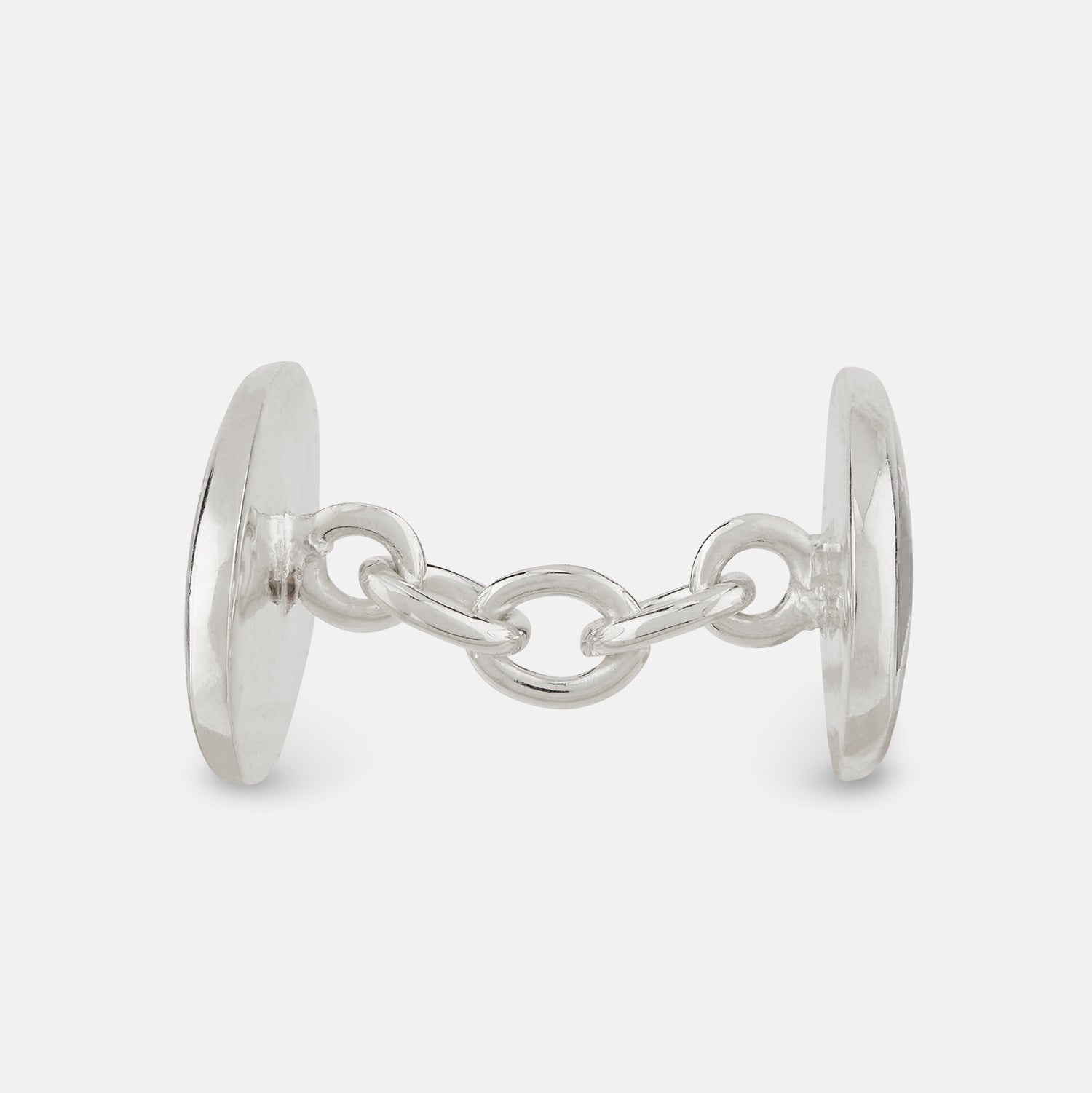 View 2 of product Turnbull & Asser's Forest Green and Navy Checkered Oval Enamel Chain Cufflinks offer masculine elegance with their striking enamel pattern against a refined silver finish.