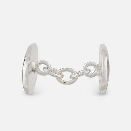 Forest Green and Navy Checkered Oval Enamel Chain Cufflinks Image 1