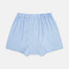 View 2 of product Plain Blue Godfrey Boxer Shorts by Turnbull & Asser, crafted from smooth Italian cotton. Featuring a light blue color and elastic waistband, these men's boxers are shown flat on a white background with a classic, pattern-free design.