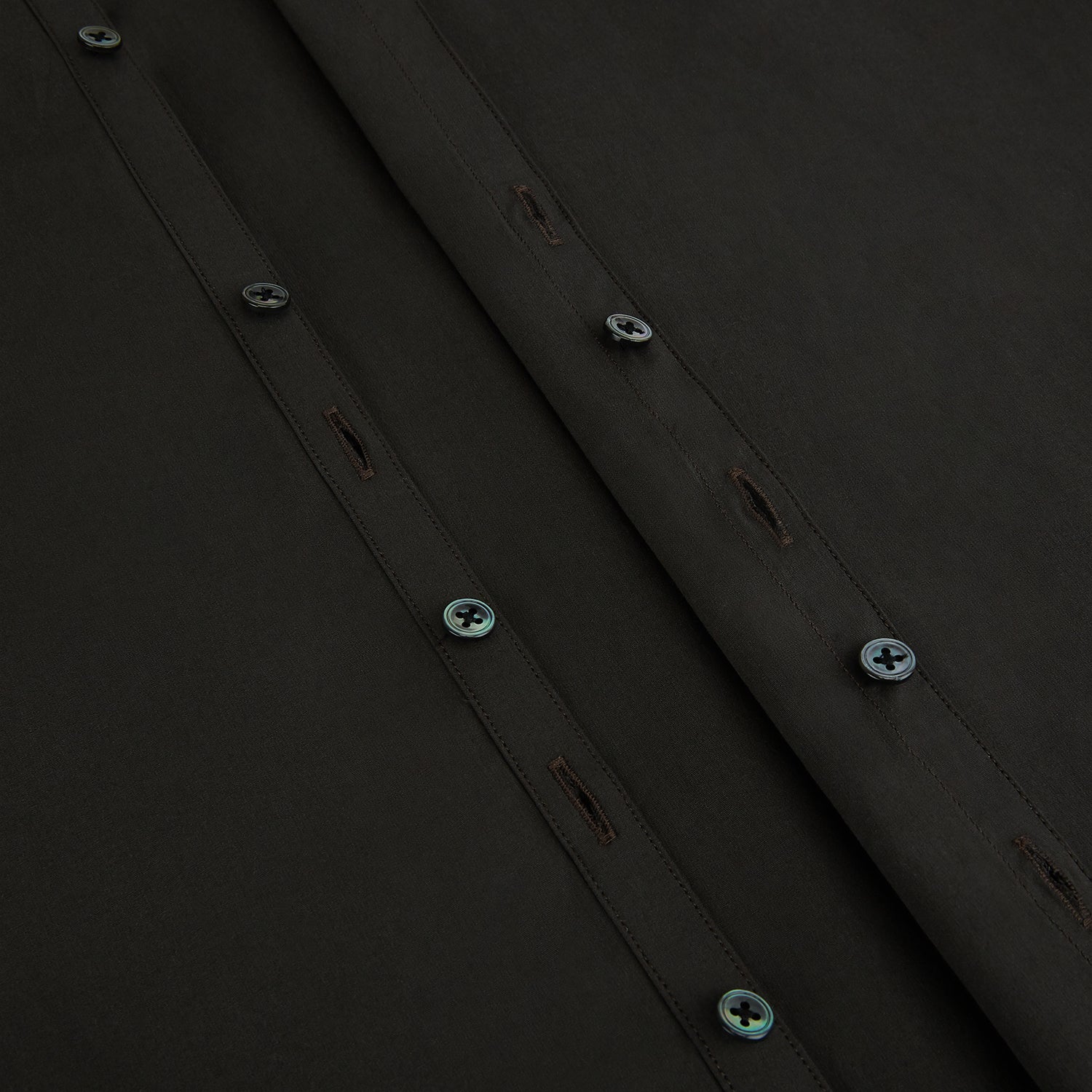 View 7 of product A brown Windsor long-sleeve button-up shirt by Turnbull & Asser with a classic collar, buttoned cuffs, and a straight hem, laid flat on a white background—showcasing refined British craftsmanship.