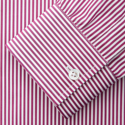 Purple & White Stripe Weekend Fit Shirt with Derby Collar and 1 Button Cuffs Image 4