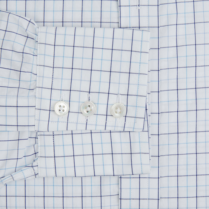 Blue Overlay Grid Check Mayfair Shirt Image 3