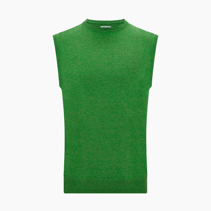 Grass Green Cashmere Round Neck Vest Image 3