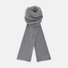 View 1 of product The Turnbull & Asser Grey Wool/Cashmere Scarf, featuring a ribbed design, is neatly knotted and displayed on a plain white background.