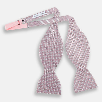 Pale Pink and White Square Silk Bow Tie Image 1