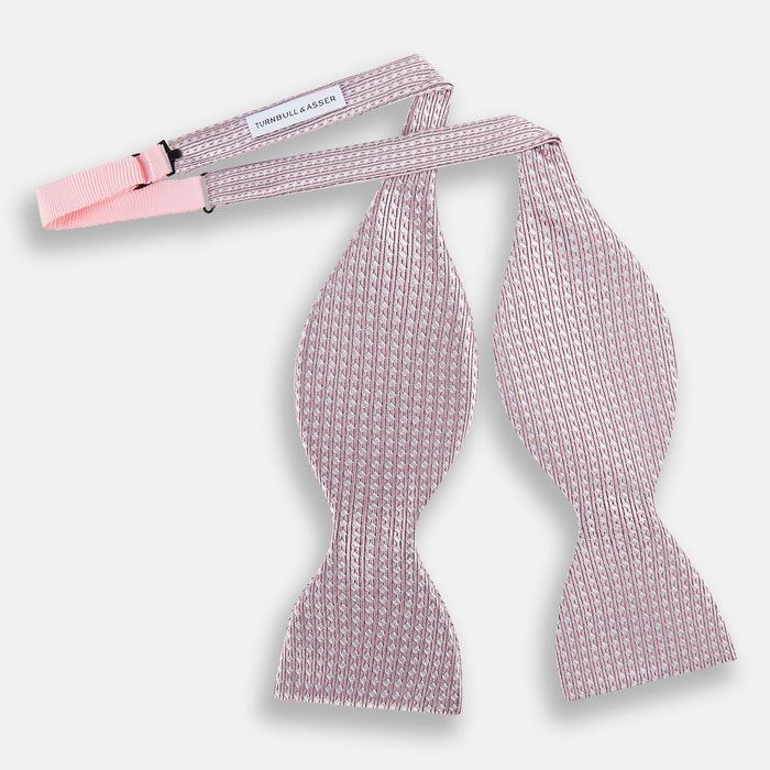 Pale Pink and White Square Silk Bow Tie Image 1