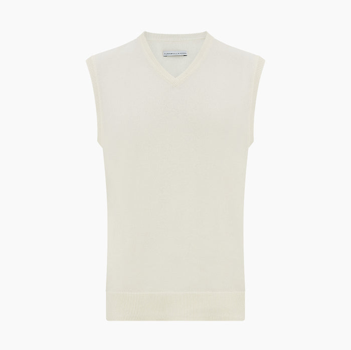 White Cashmere V-neck Vest Image 3