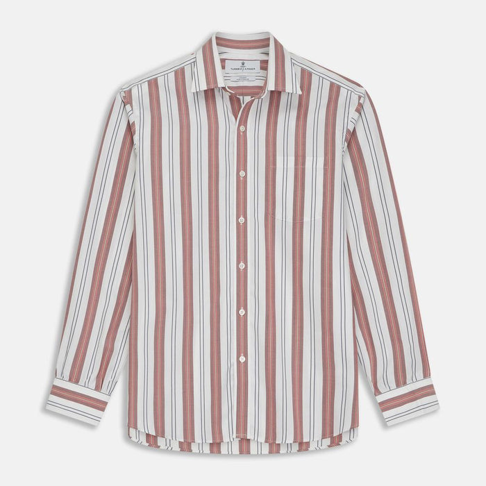 Red, Blue & White Stripe Cotton Fabric Image 1