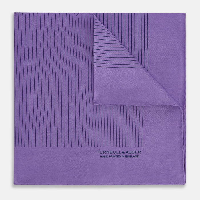 Purple Stripe Silk Pocket Square