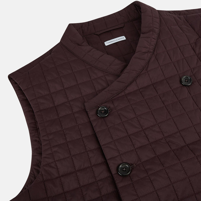 Burgundy Double-Breasted Quilted Gilet Image 1