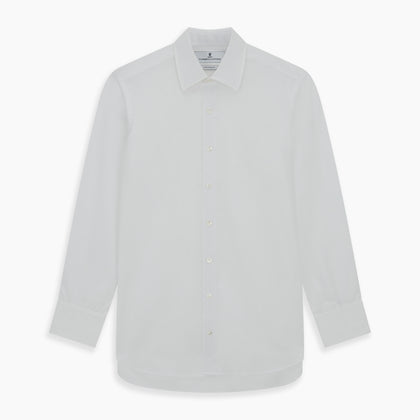 Plain White Cotton Shirt with T&A Collar and 3-Button Cuffs