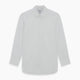 The Turnbull & Asser Plain White Cotton Shirt features a T&A collar and 3-button cuffs, making it perfect for statement ties or minimalist styles. Displayed against a white background.