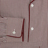View 4 of product The Turnbull & Asser Burgundy Micro Check Winston Long Nightshirt is knee-length with long sleeves, brown and white micro checks, a collar, chest pocket with piping, and a front button placket.