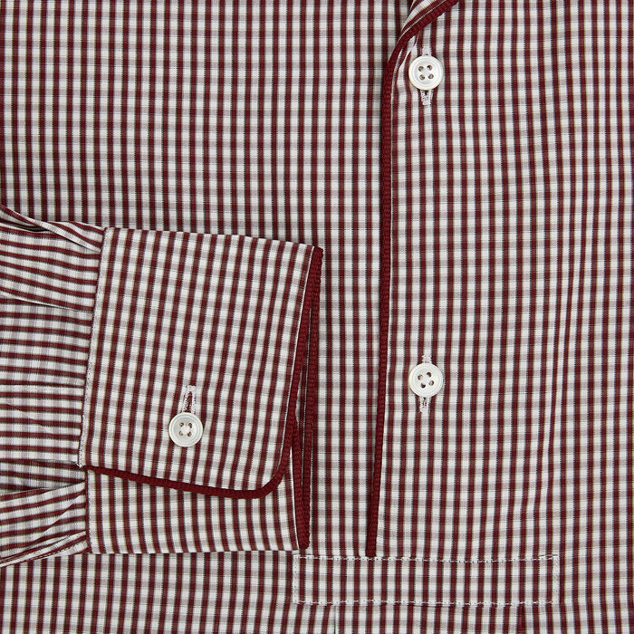 Burgundy Micro Check Winston Long Nightshirt Image 3