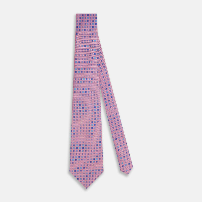 Blue and Pink Multi Dot Silk Tie Image 1