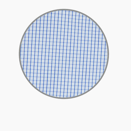 Blue Grid Check Cotton Fabric Image 2