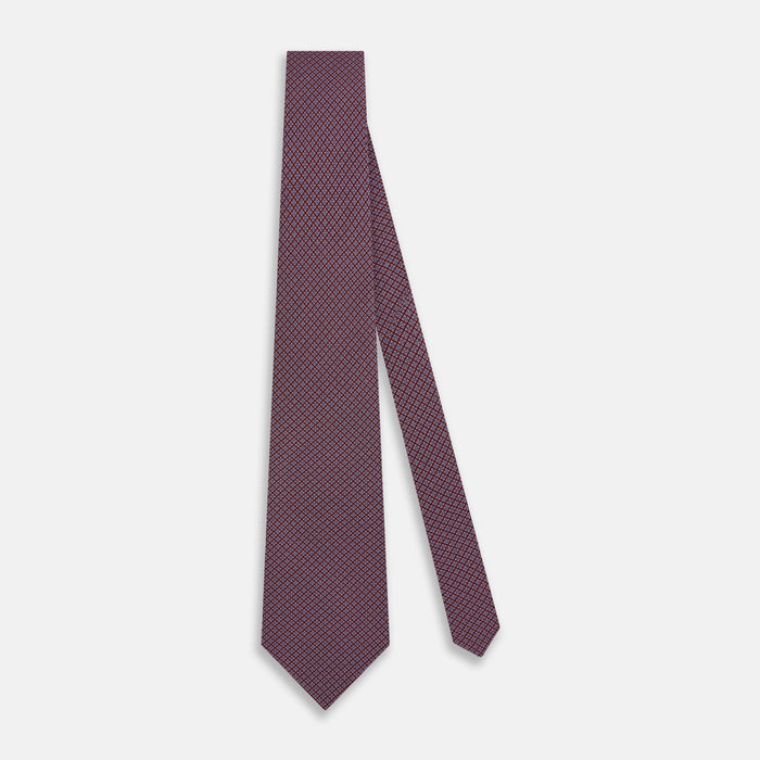 Indies Red Floral Square-Print Silk Tie Image 1