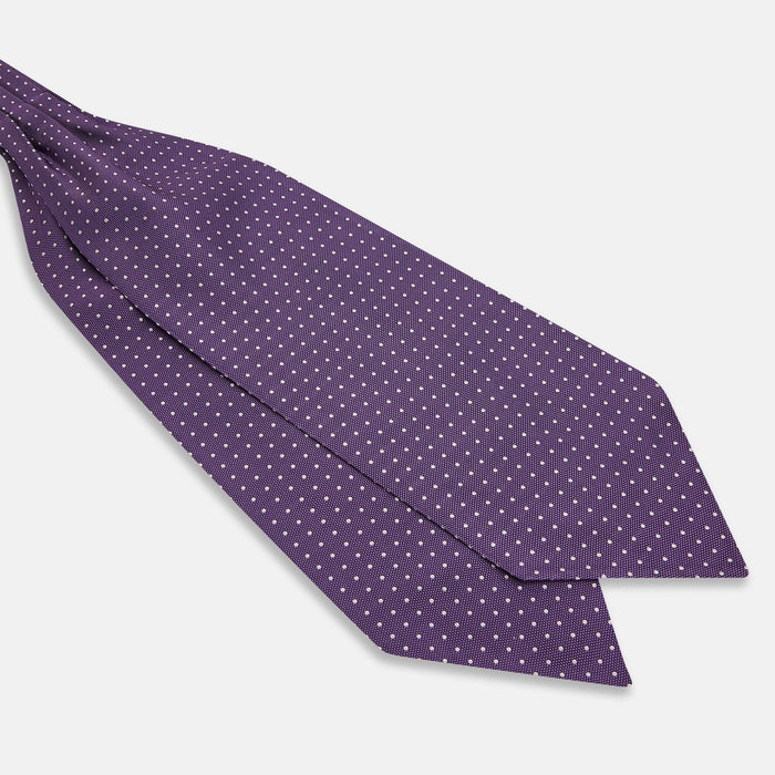 Lilac and Purple Micro Dot Silk Cravat Image 1