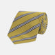 The Turnbull & Asser GGT92000 3042 11 OS is a classic yellow necktie with diagonal black and white stripes, rolled elegantly on a white background.