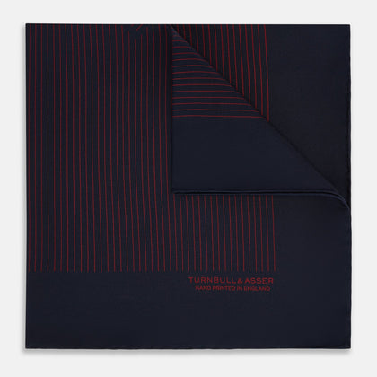 Navy and Burgundy Stripe Silk Pocket Square Image 4