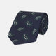 The Turnbull & Asser Navy and Forest Green Floating Paisley Silk Tie features a green and white paisley pattern, elegantly rolled up for a stylish presentation.