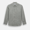 View 1 of product The Flint Grey Linen Westminster Shirt by Turnbull & Asser features long sleeves, a pointed Westminster collar, white buttons, and fine British craftsmanship, shown on a plain white background.