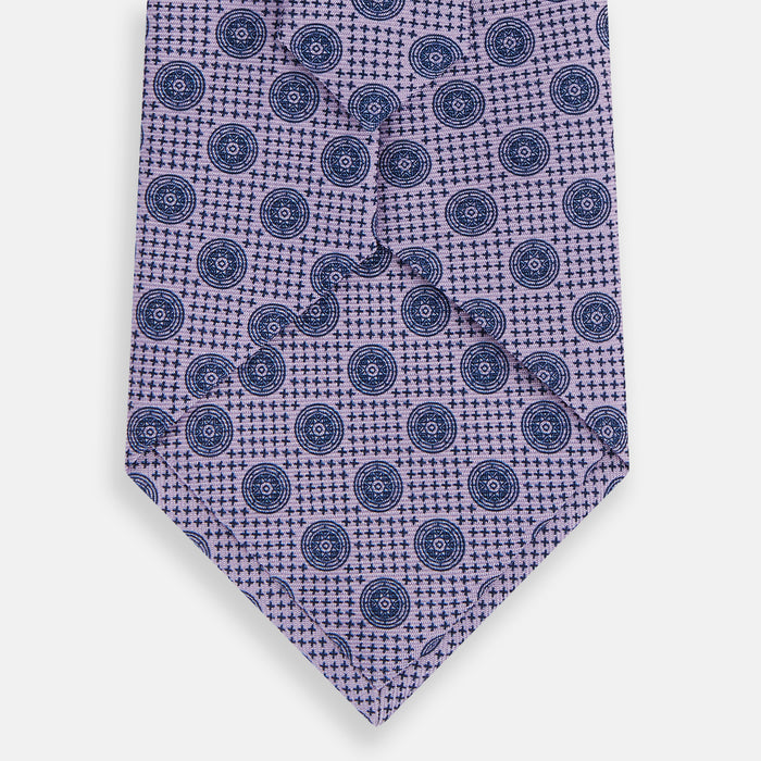 Lilac Medallion Printed Silk Tie Image 2