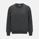 The Turnbull & Asser Charcoal Grey Cashmere Round Neck Jumper features a crew neck, long sleeves, and ribbed cuffs, collar, and hem—an essential piece of men’s knitwear displayed on a white background.