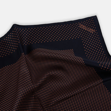 Navy and Blush Dot Silk Pocket Square Image 1