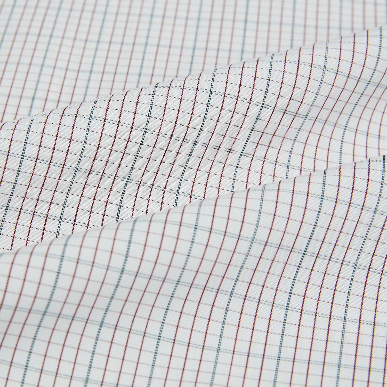 View 8 of product A long-sleeved, button-down BURGUNDY AND GREEN DOUBLE GRID CHECK WESTMINSTER SHIRT by Turnbull & Asser, featuring a classic collar and elegant check pattern—an outstanding piece of British craftsmanship.