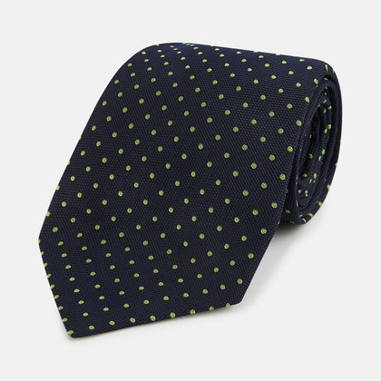 Green and Navy Micro Dot Silk Tie