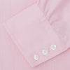 View 4 of product The Turnbull & Asser Pink Royal Oxford Cotton Shirt features a button-down collar and 3-button cuffs, ideal for men's weekend wear. Displayed against a plain white background.
