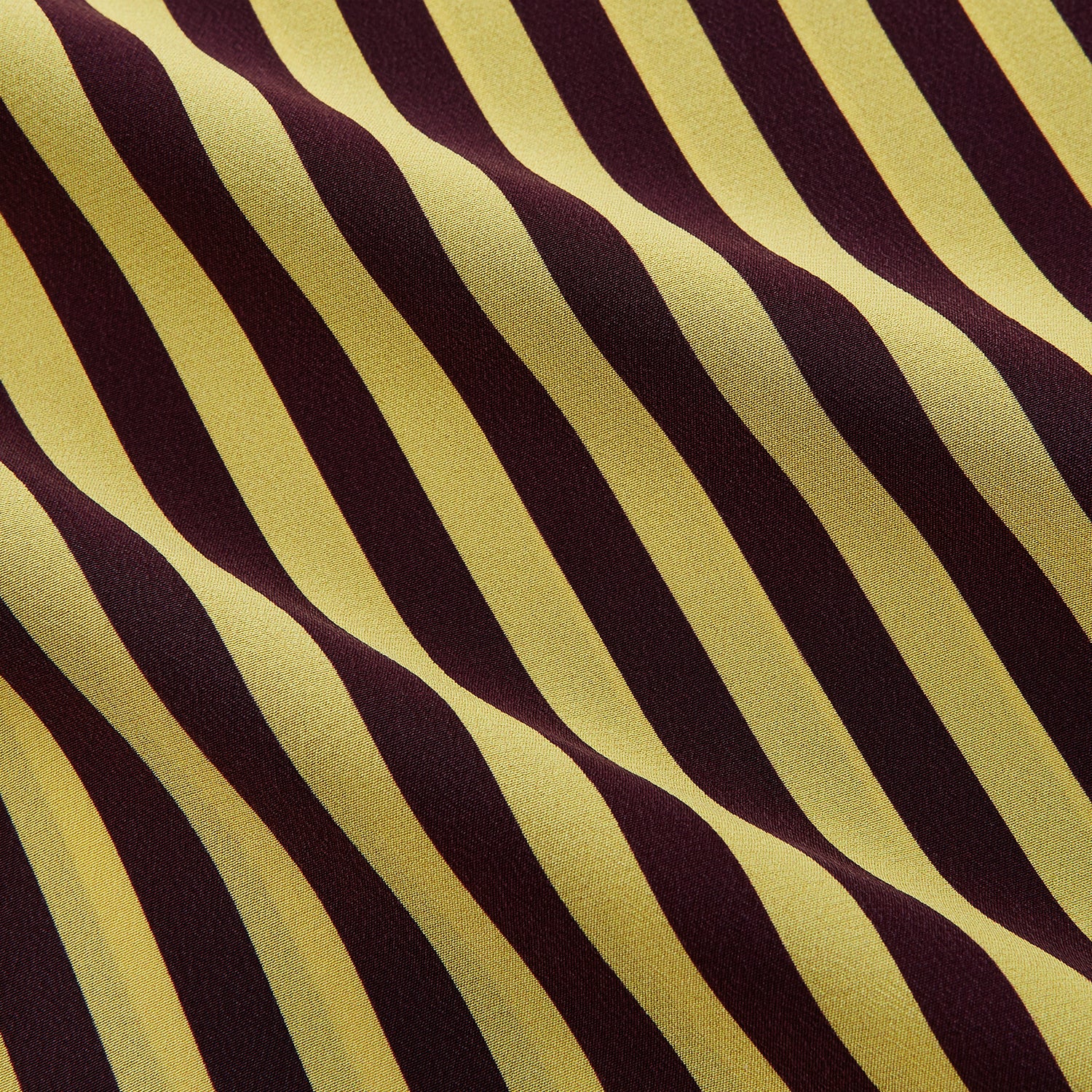 View 3 of product The Turnbull & Asser Yellow and Burgundy Candy Stripe Silk Weekend Fit Harold Shirt features long sleeves, a classic collar, white buttons, and a tailored design.