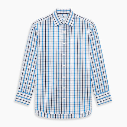 Blue and Navy Combination Check Mayfair Shirt Image 6