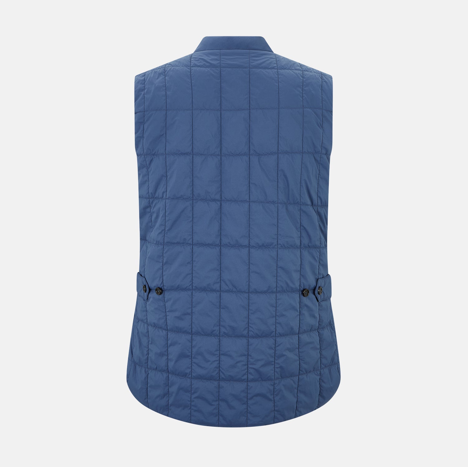 View 3 of product The Azzurro Quilted Gilet by Turnbull & Asser is a sleeveless, lightweight men’s outerwear piece featuring a front zipper, angled zippered pockets, and a chest pocket, shown against a plain white background.